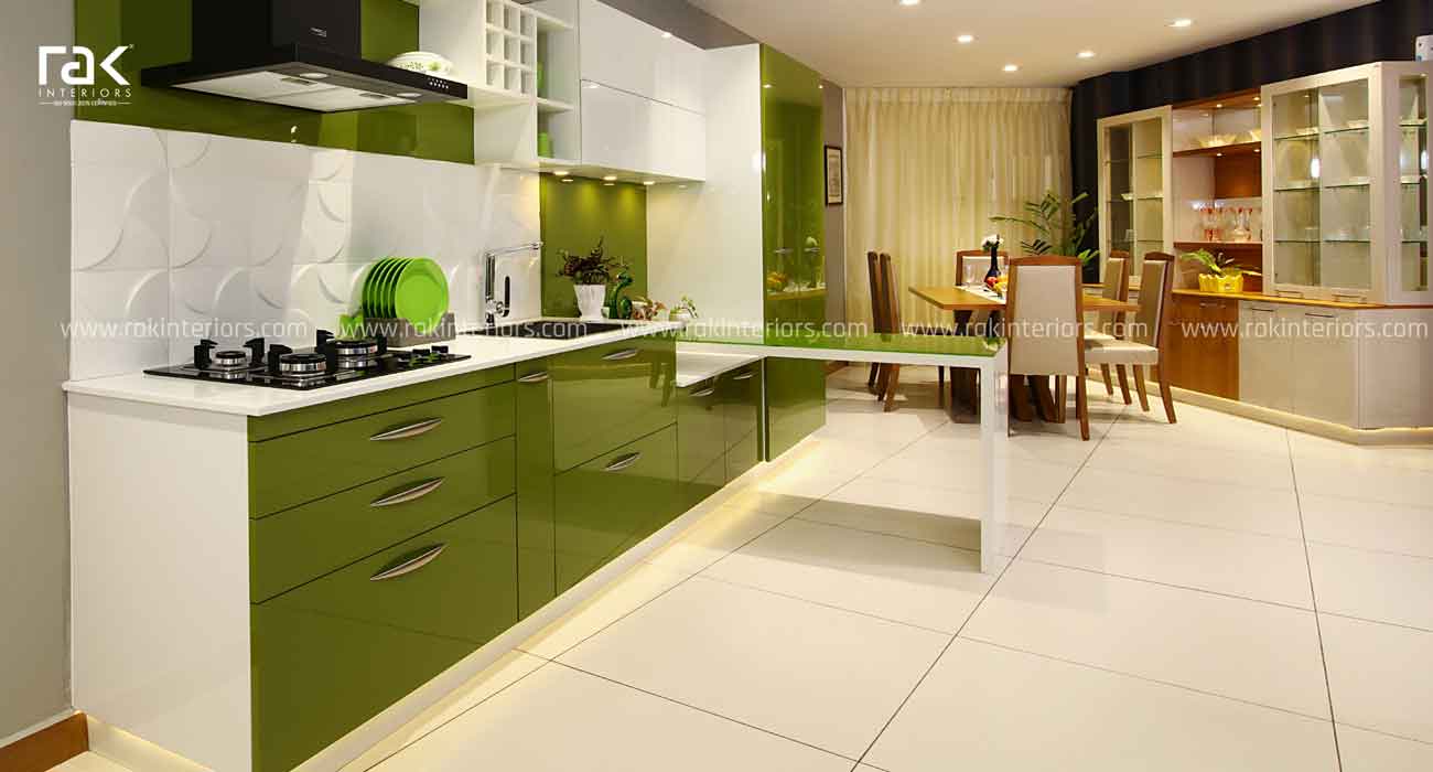 Kitchen done in glossy finish