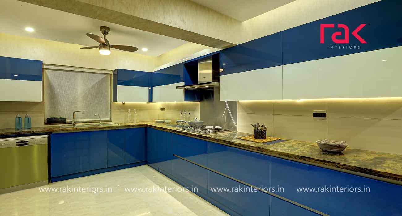 Blue glossy finished kitchen