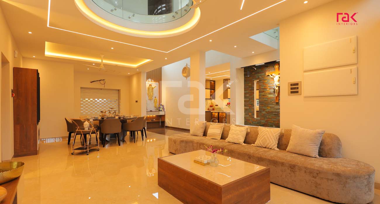 Living Room Interior Design In Kerala Living, Foyer, Under Stair